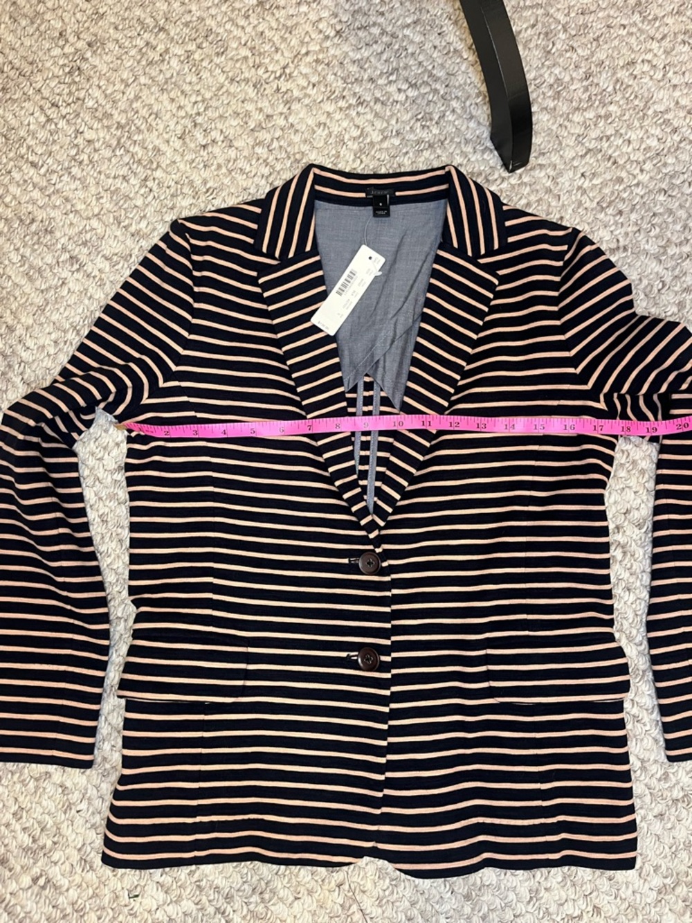NWT J. Crew Striped Black and Tan Women's Blazer- Small - Picture 5 of 5